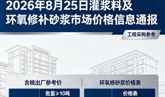 什邡2026年8月25日灌浆料及环氧修补砂浆市场价格信息通报
